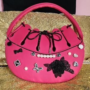 Pink Embellished Customized Women's Croc Bag